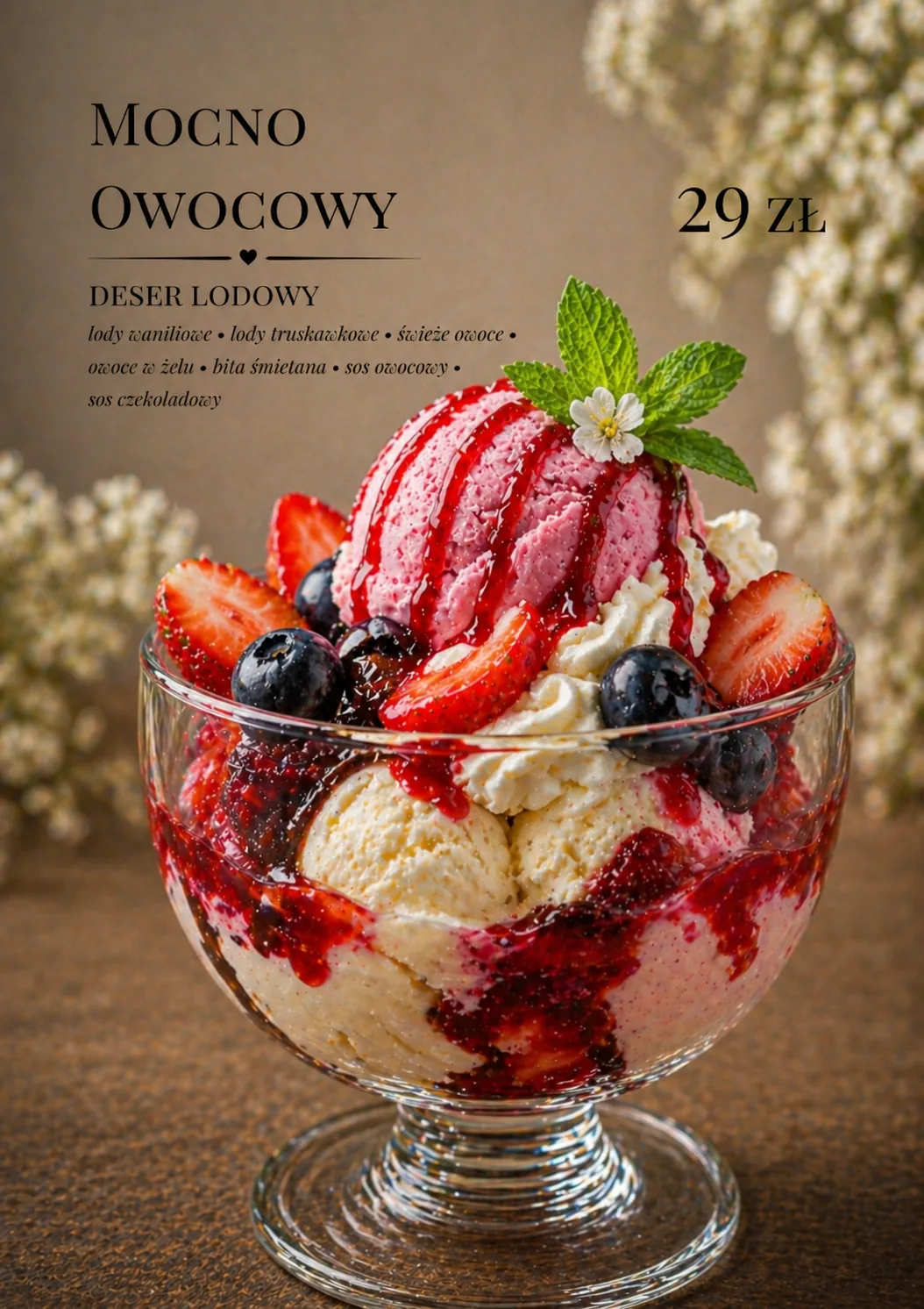 Mocno owocowy deser lodowy