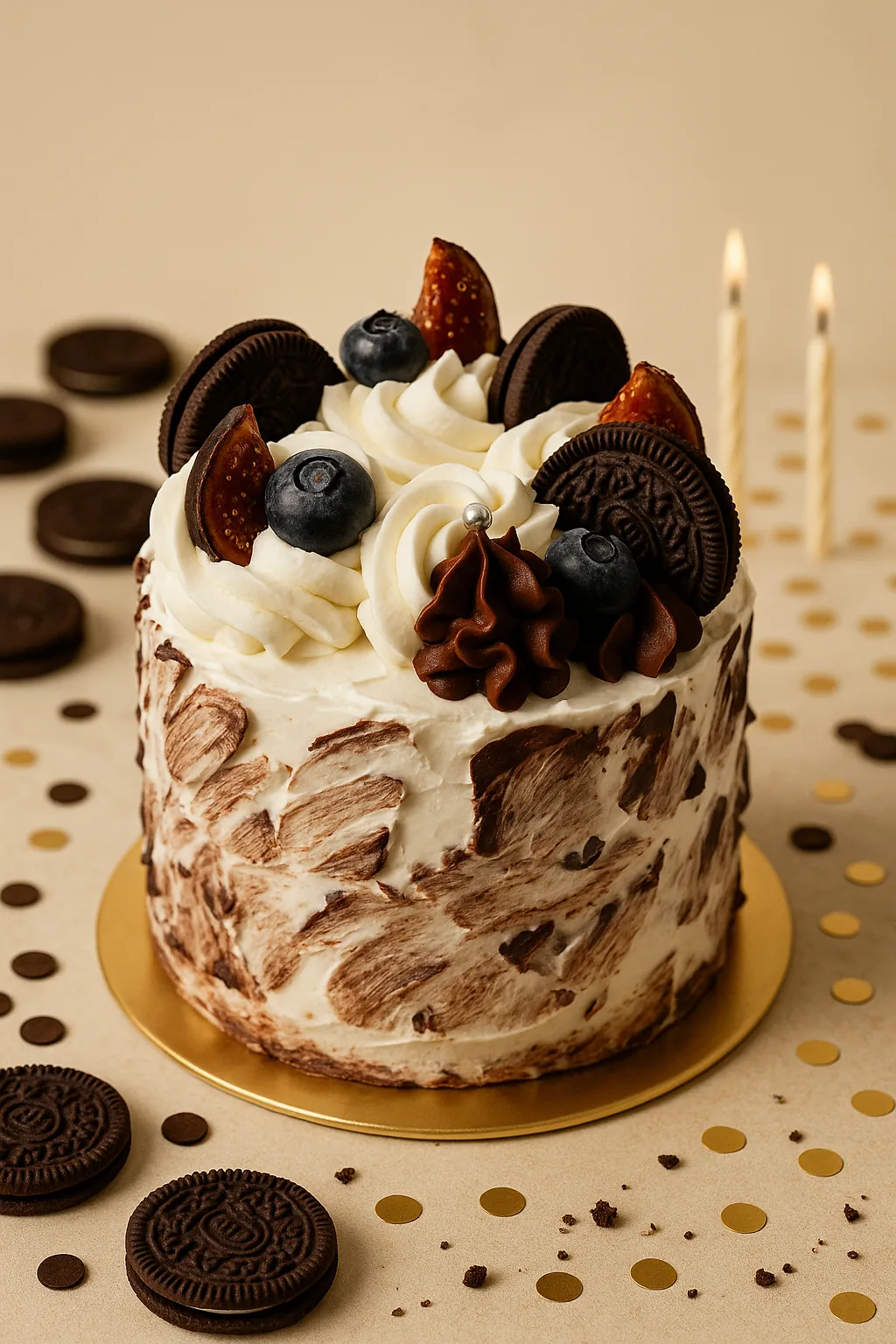 Tort Oreo z kremem i ciasteczkami